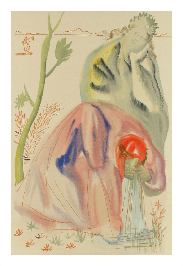 Salvador Dali Woodcut, The source - Purgatory 21