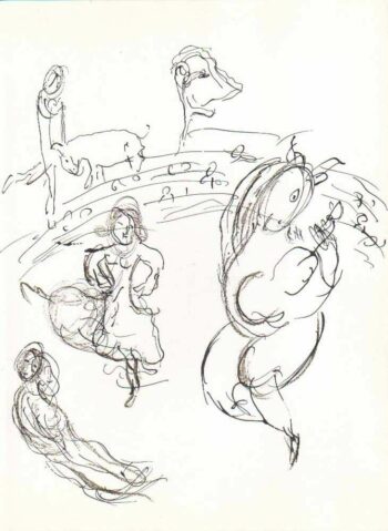 1966 Chagall Sketch 7 Lithograph Paris Opera