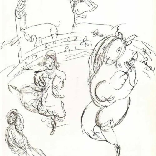 1966 Chagall Sketch 7 Lithograph Paris Opera