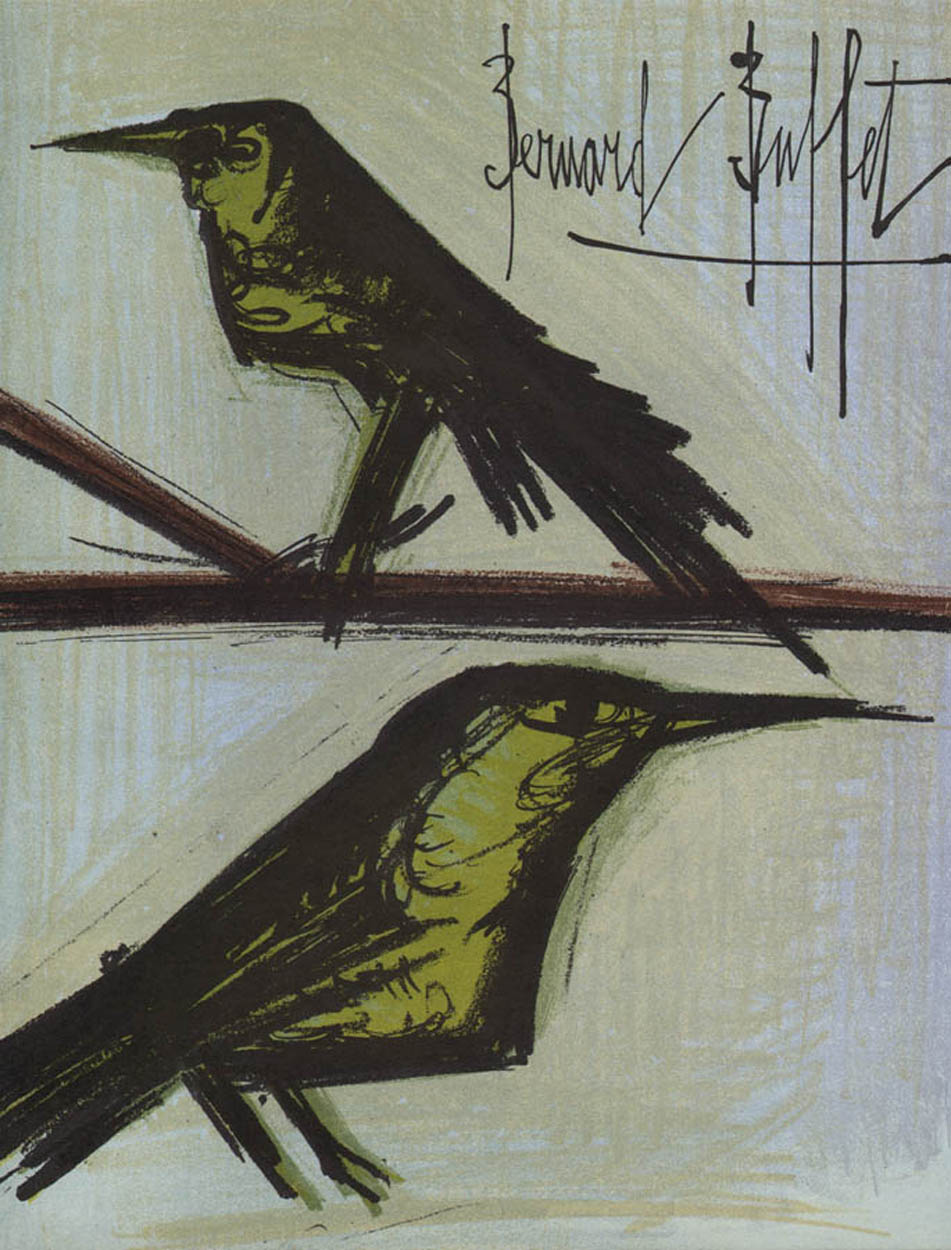 Bernard Buffet, original Lithograph, Bird Couple, Mourlot 1967