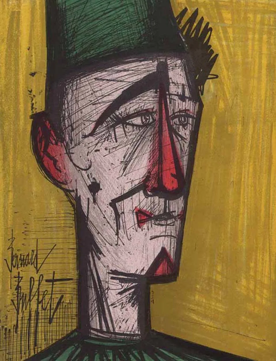 Bernard Buffet, JoJo The clown Original Lithograph 1968