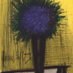 Bernard Buffet "The purple bouquet of flowers" Original Lithograph 1968