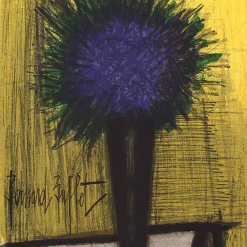 Bernard Buffet "The purple bouquet of flowers" Original Lithograph 1968