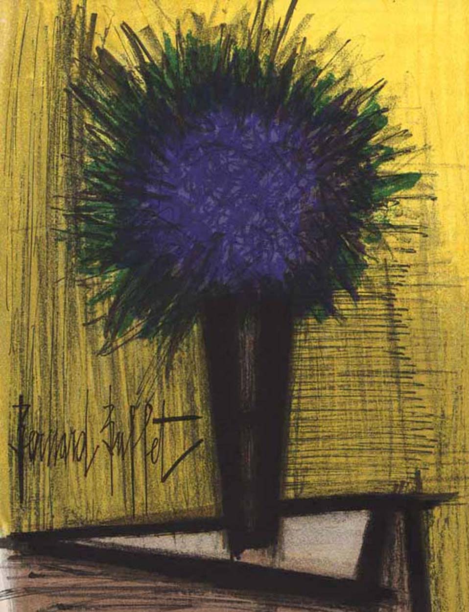 Bernard Buffet "The purple bouquet of flowers" Original Lithograph 1968