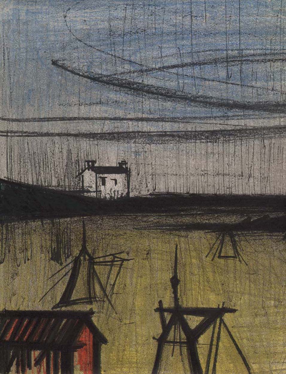 Bernard Buffet, Landscape 2, original Lithograph 1967