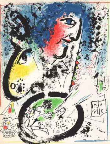 Chagall Lithograph, Auto portrait, Mourlot 1960