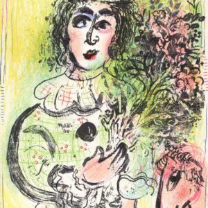 1963 Chagall Lithograph The Clown with Flowers