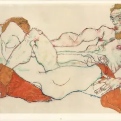 Schiele Lithograph 36, Entwined Reclining Couple