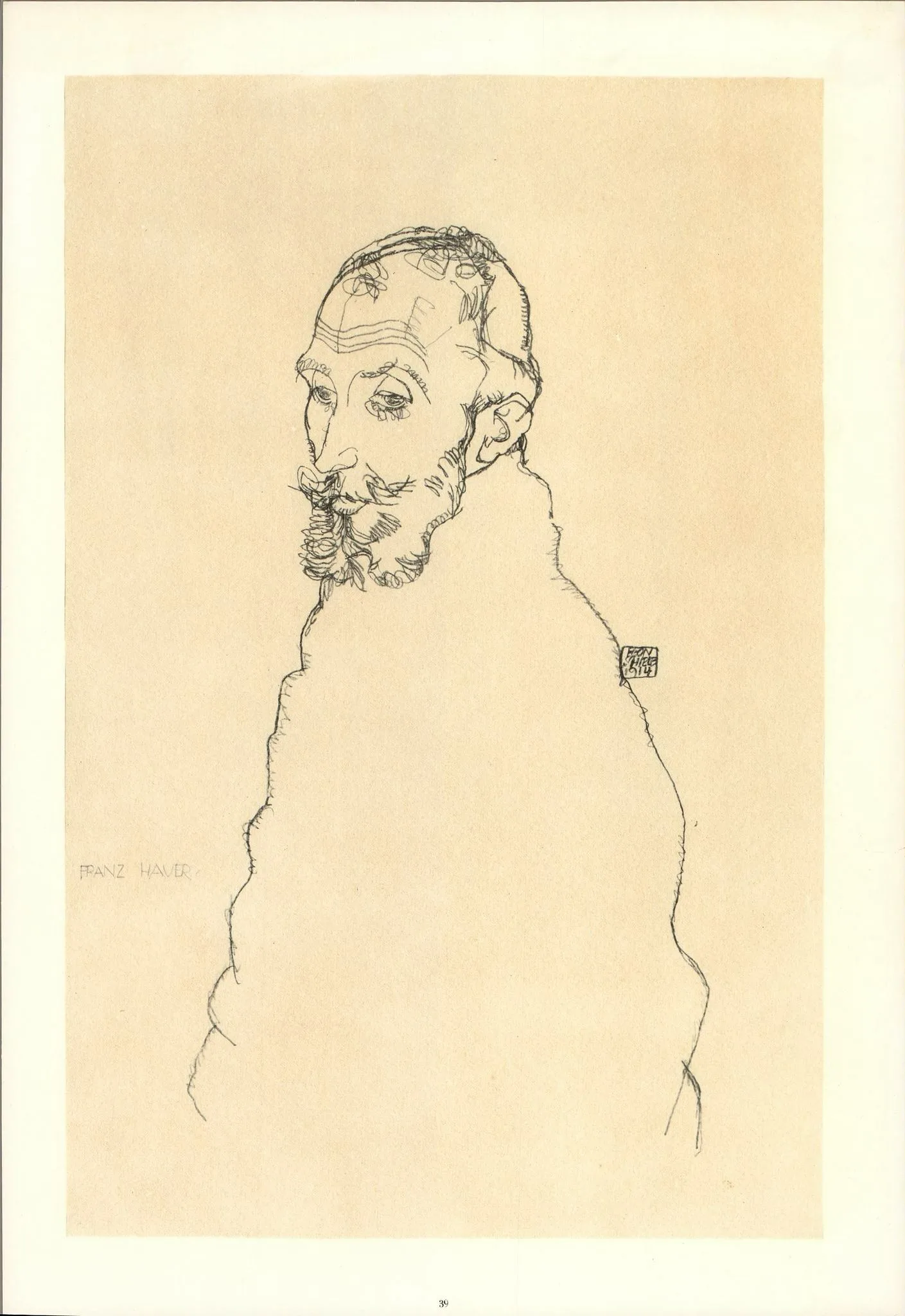 Schiele Lithograph 39 Portrait of Franz Hauer