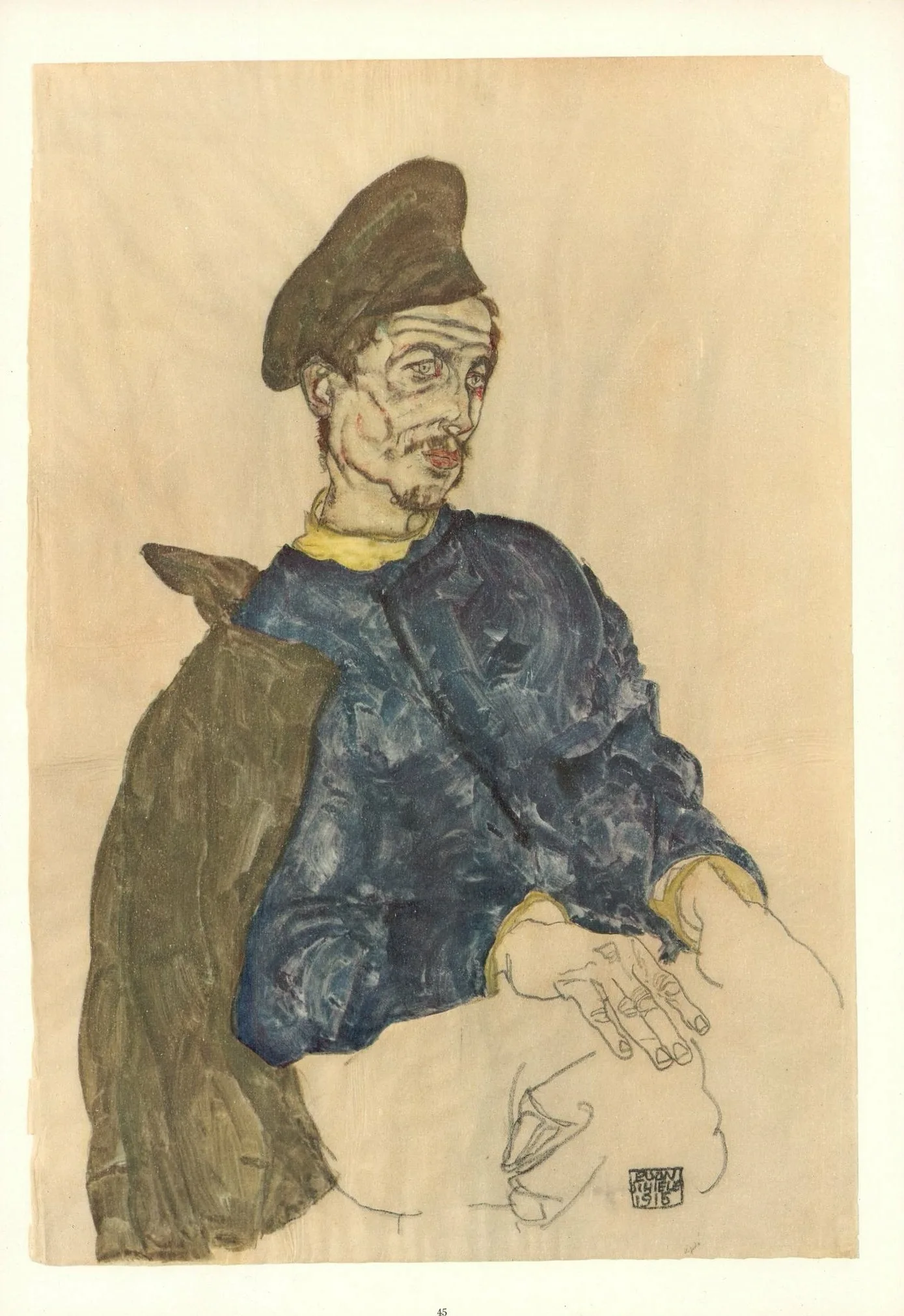 Schiele Lithograph 45 Russian Prisoner of War 1968