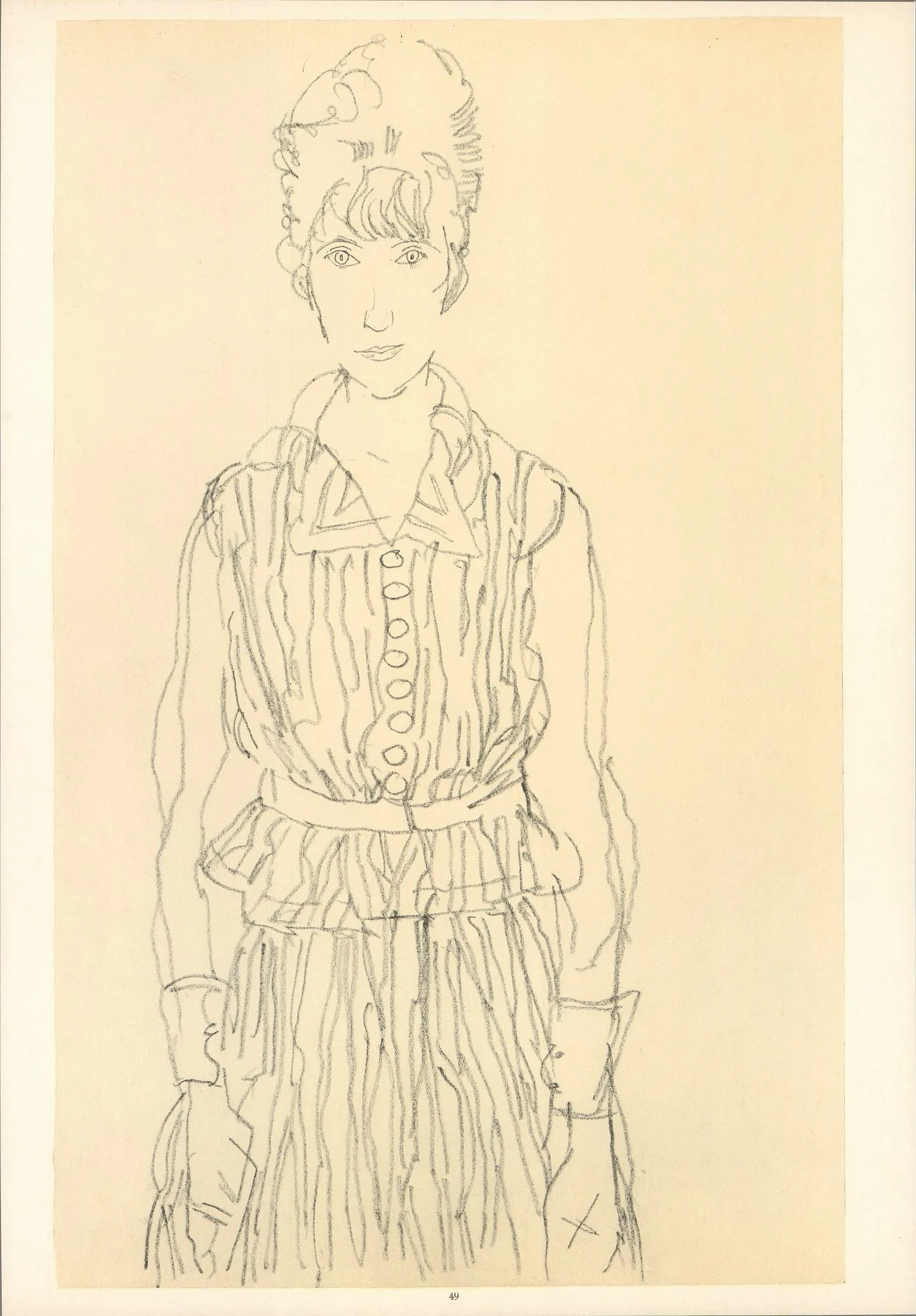 Schiele Lithograph 49, Portrait of Edith Schiele