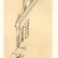 Schiele Lithograph 53, Gabled Houses at Krumau