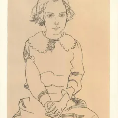 Schiele Lithograph 60, Seated Girl Maria Steiner