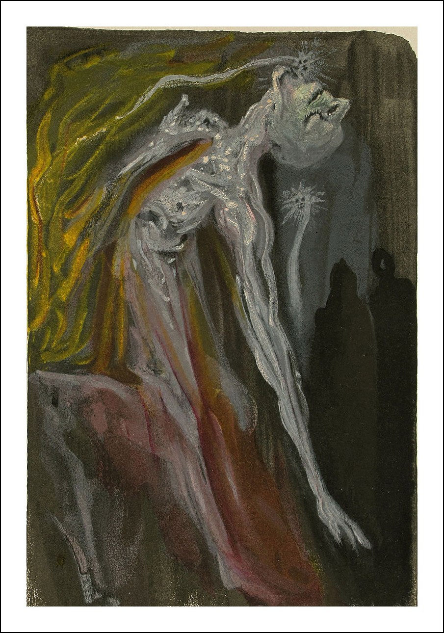 Salvador Dali Woodcut, The furies - Hell 9