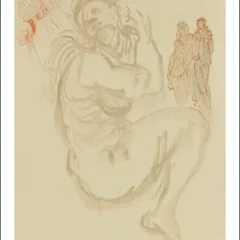 Salvador Dali Woodcut, Dante's dream - Purgatory 19
