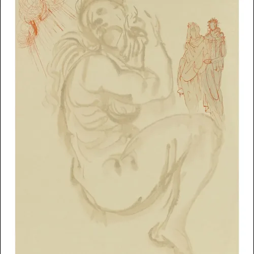 Salvador Dali Woodcut, Dante's dream - Purgatory 19