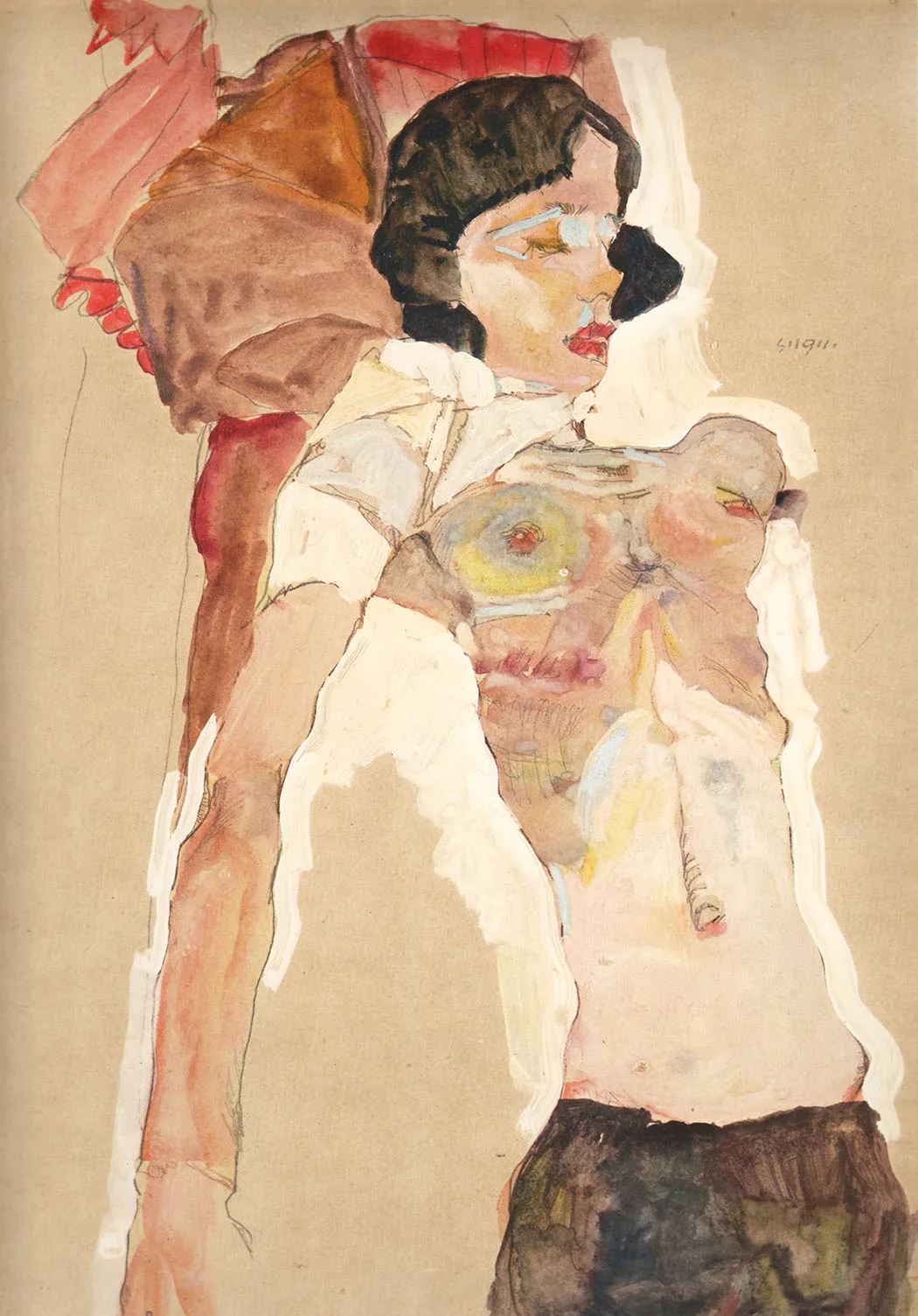 Egon Schiele Lithograph 16, Girl Reclining, 1968