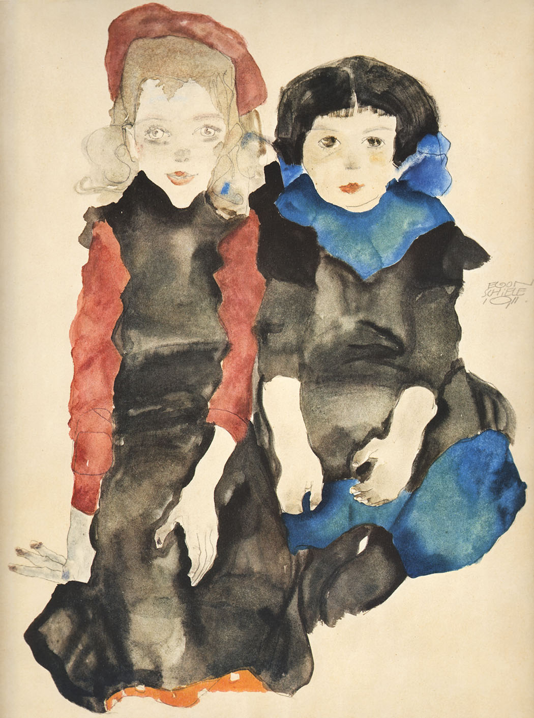 Schiele Lithograph 20, The Two Girls, 1968