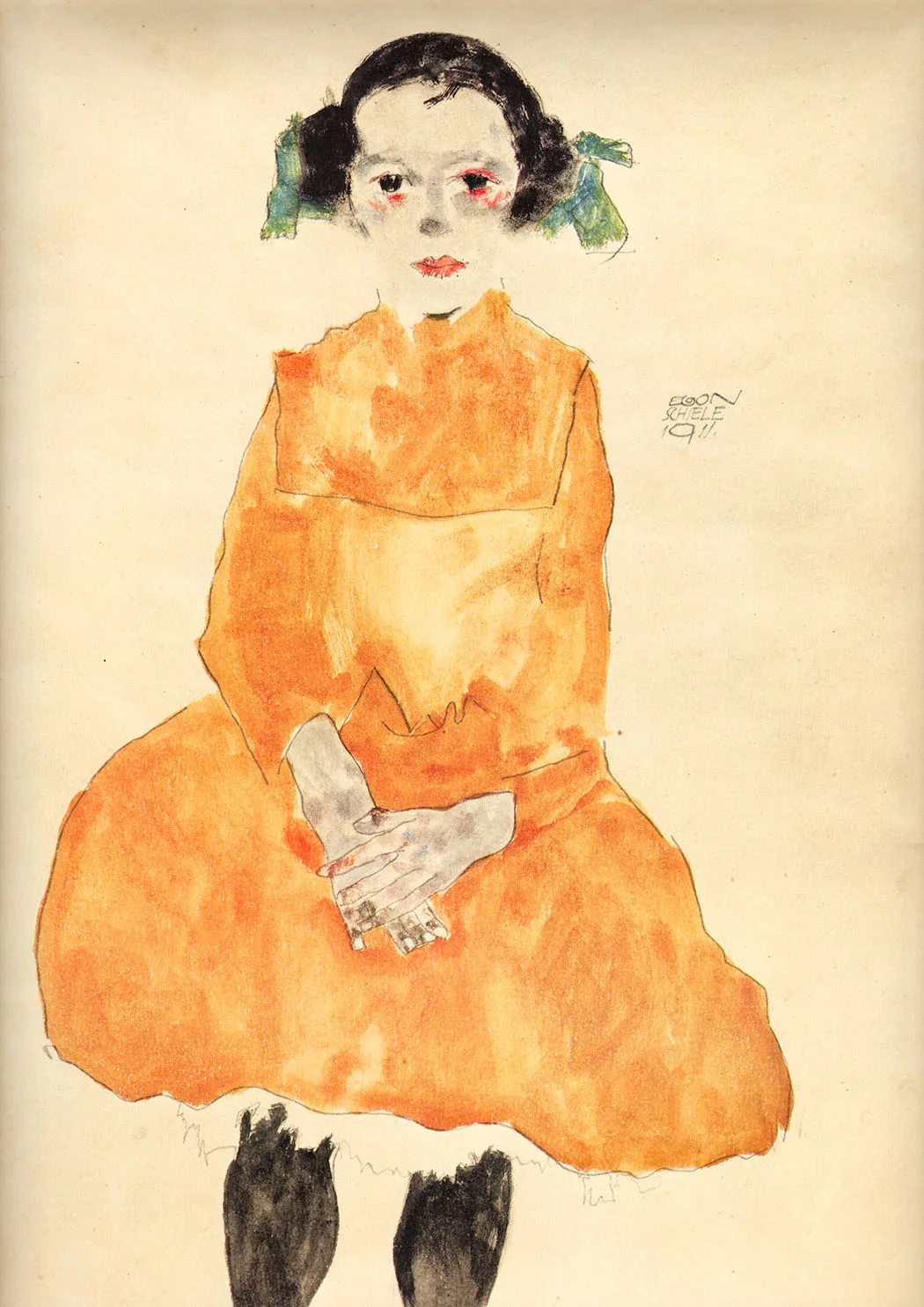 Schiele Lithograph 21, Girl in Yellow Dress, 1968