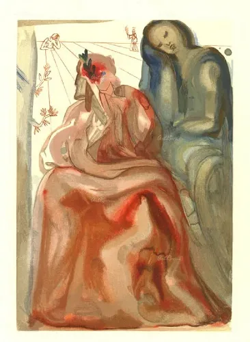Salvador Dali Woodcut Purgatory 31 Dante confession