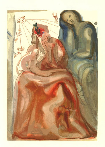 Salvador Dali Woodcut Purgatory 31 Dante confession