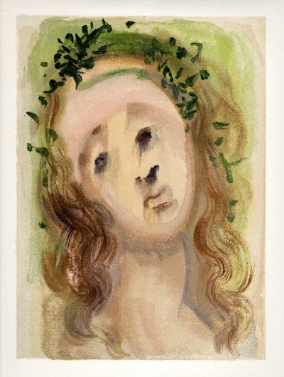 Salvador Dali Woodcut, Virgil’s face Purgatory 10