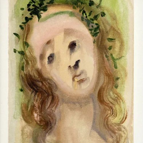 Salvador Dali Woodcut, Virgil’s face Purgatory 10