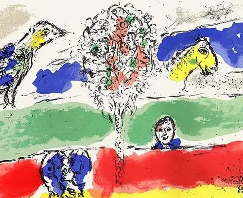Chagall Original Lithograph, Le fleuve vert 1975