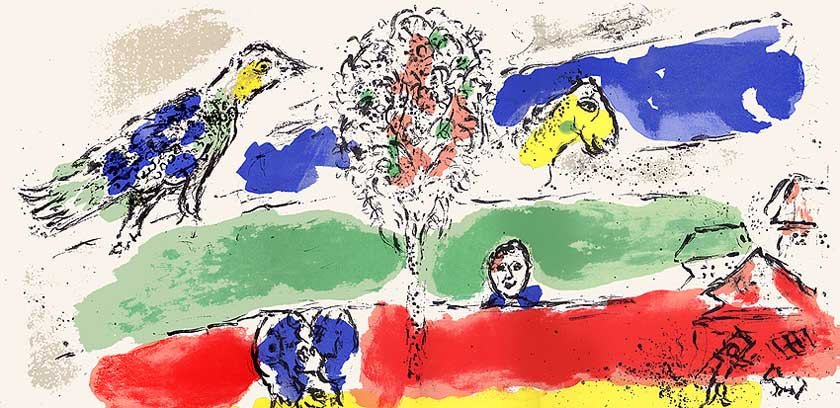 Chagall Original Lithograph, Le fleuve vert 1975