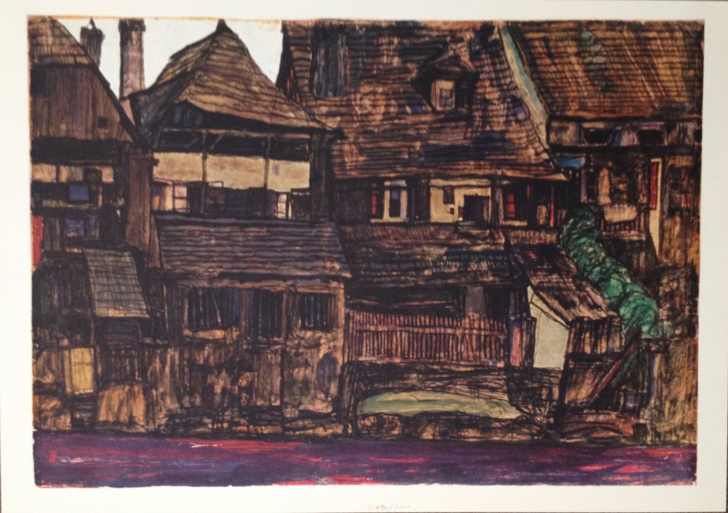 Egon Schiele Lithograph 12, House in Krumau, 1968