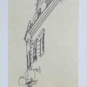 Schiele Lithograph 53, Gabled Houses at Krumau