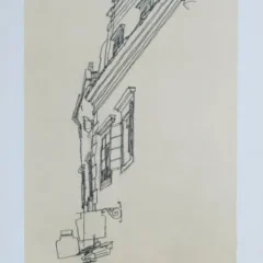 Schiele Lithograph 53, Gabled Houses at Krumau