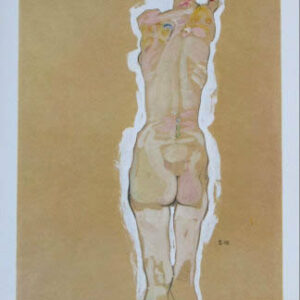 Schiele Lithograph 9, Nude Standing Back Side, 1968