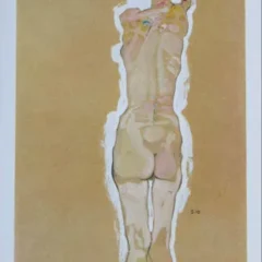 Schiele Lithograph 9, Nude Standing Back Side, 1968