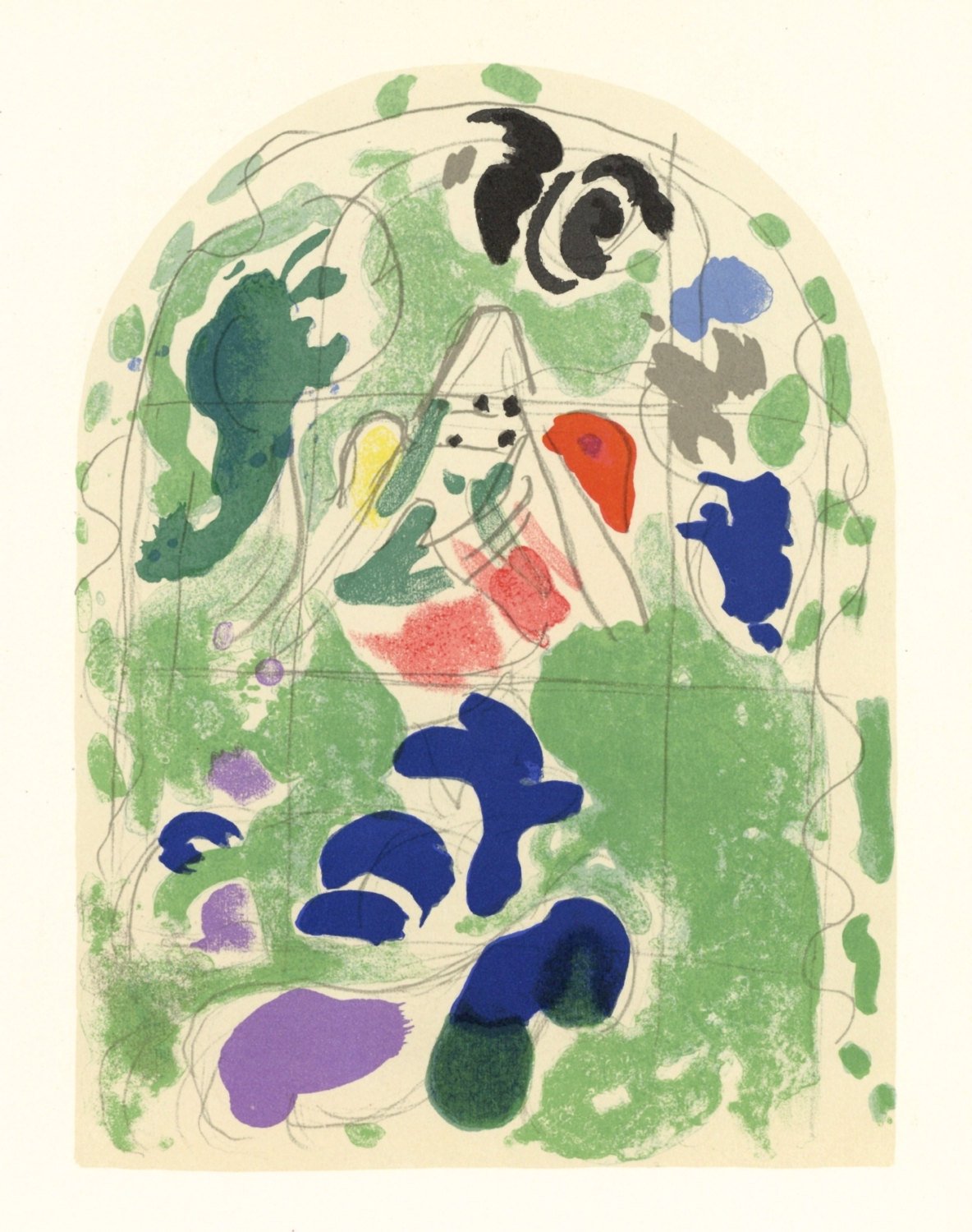 Chagall Lithograph "Sketch of Issachar" Jerusalem windows 1962