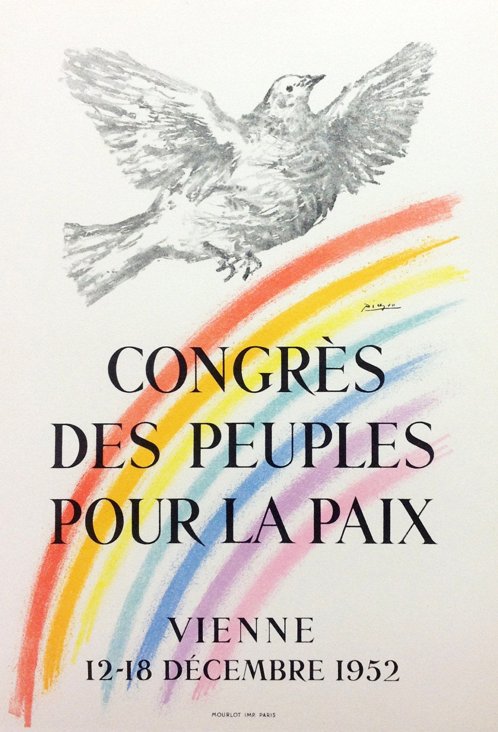 Picasso Lithograph 67, Congres la paix, 1959