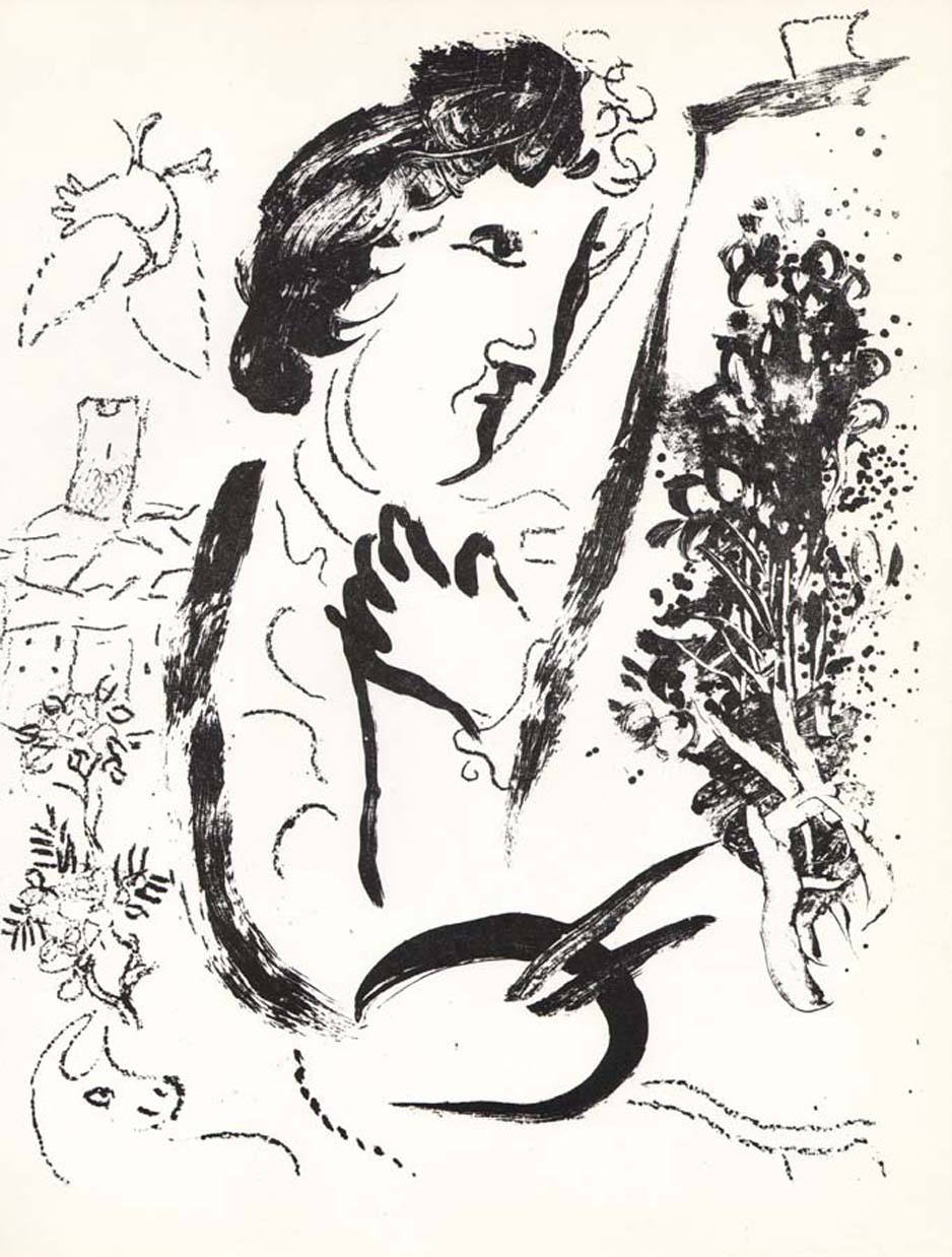 Chagall Lithograph "In front of the picture" V2 Mourlot 1963