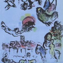 Chagall Original Lithograph, Nocturne at Vence, 1963