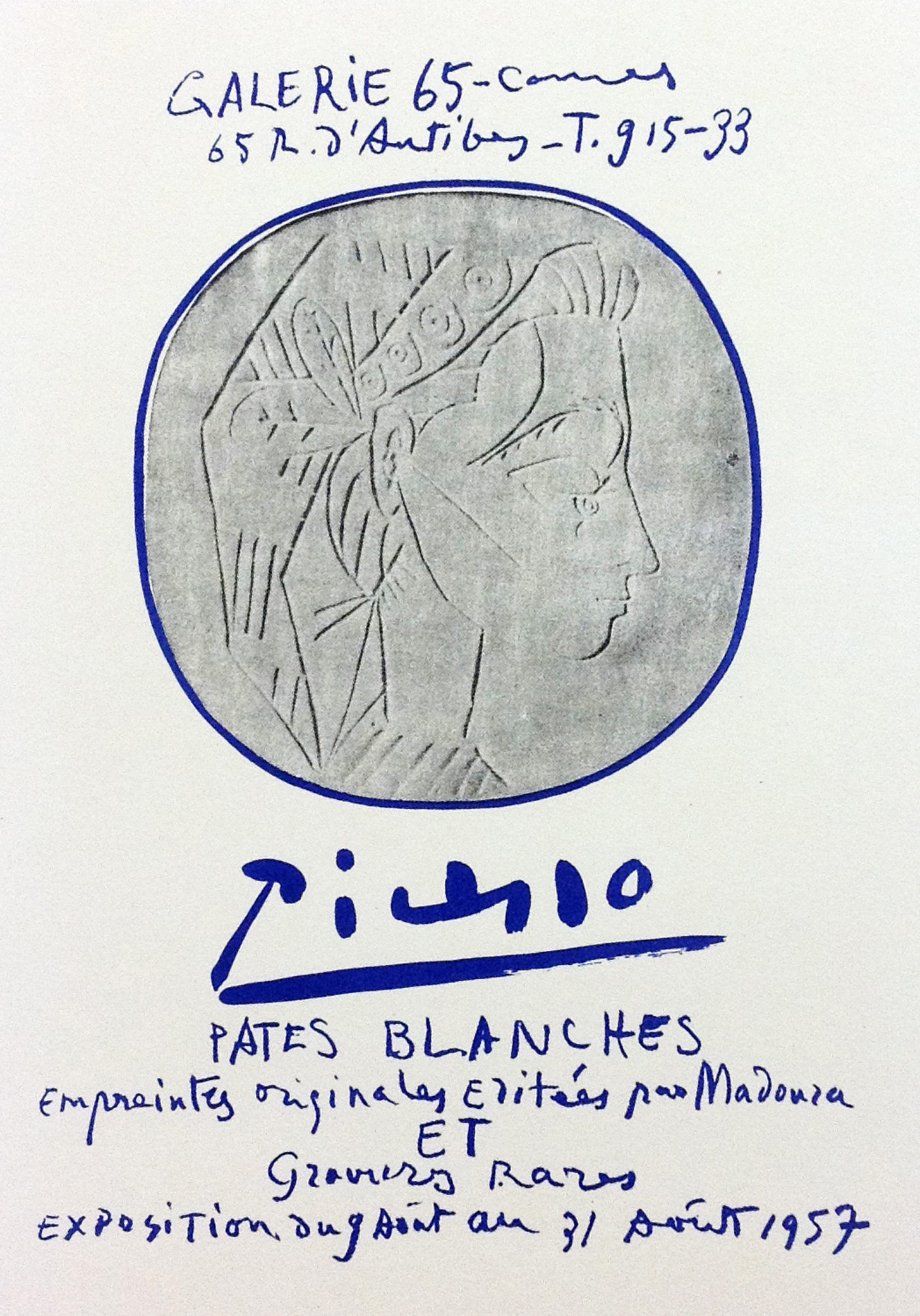 Picasso Lithograph 86, Pates Blanches Cannes, 1959
