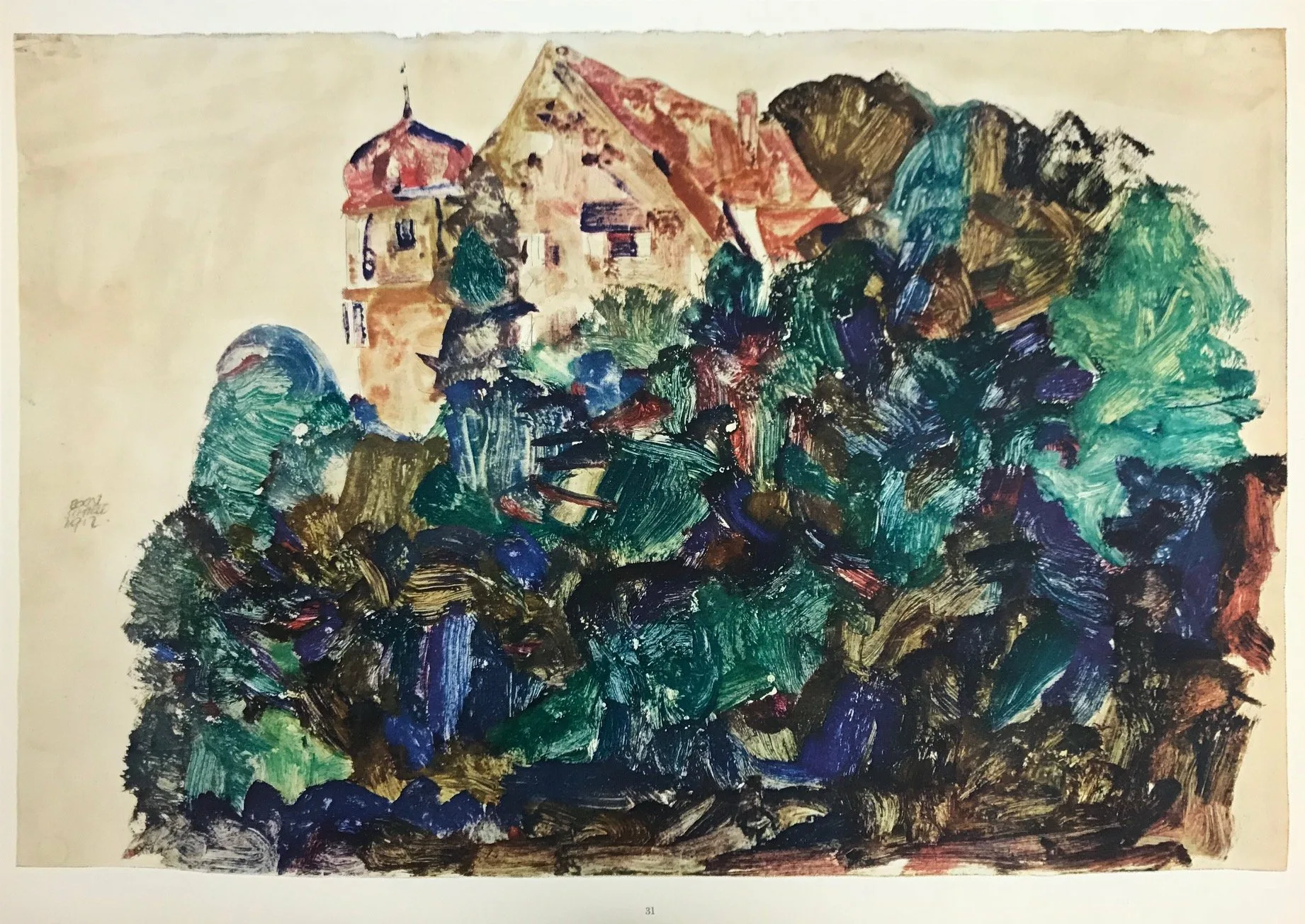 Schiele 31, Lithograph Old Castle in Bregenz, 1968