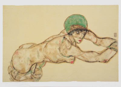 Schiele 41, Lithograph Female Nude to the Rright, 1968