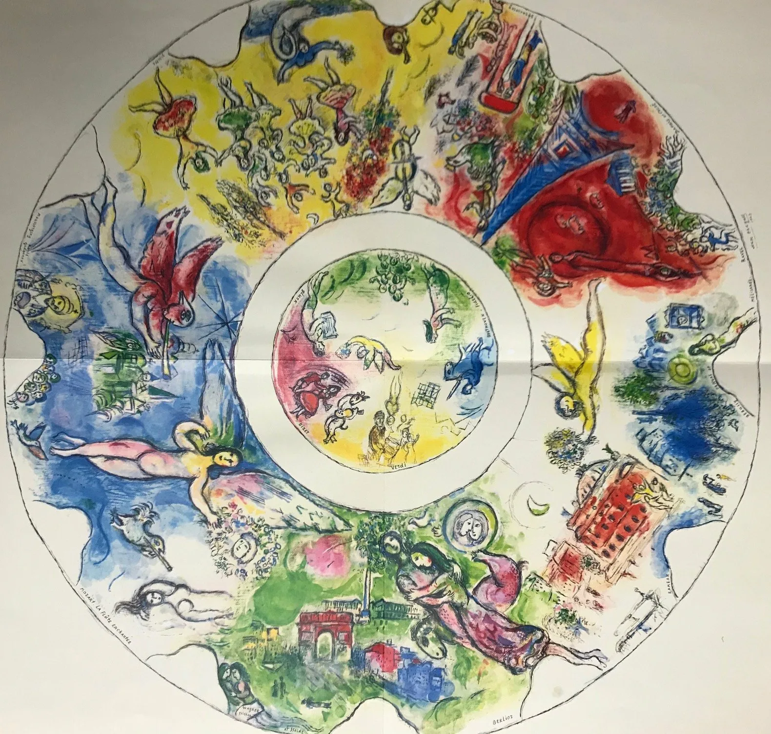 Chagall "Plafond" Print folded as issued - Ceiling of Paris Opera 1966
