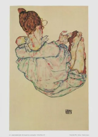 Schiele Lithograph 57, Sitting woman, 1968