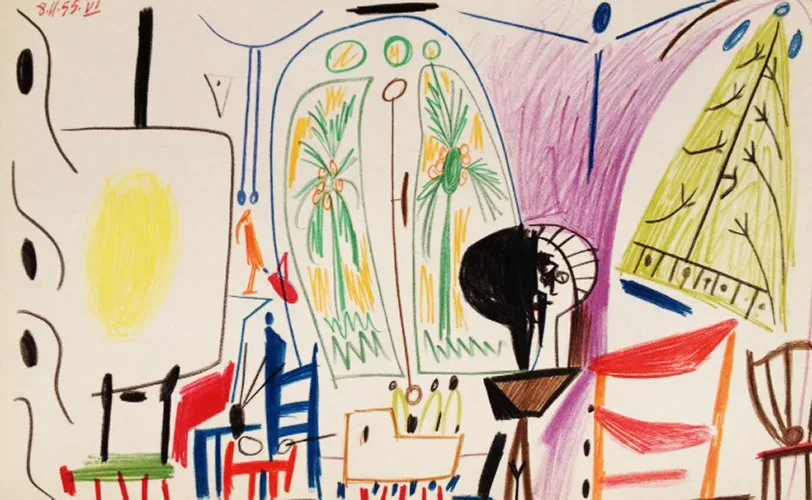 Picasso Sketchbook Carnet de la Californie Lithograph 6 date 8/11/1955date 8/11/1955