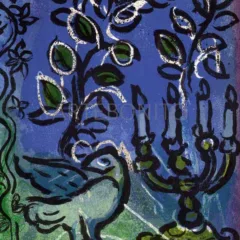 Candlestick, Original Lithograph by Marc Chagall - Jerusalem window