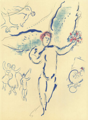 Chagall Sketch of Firebird Lithograph, Paris Opera 1966