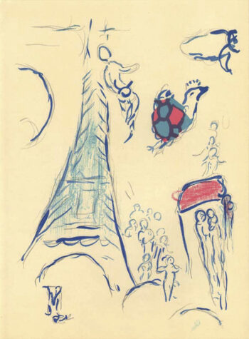 Chagall Lithograph Sketch Angel of Mozart, Paris Opera