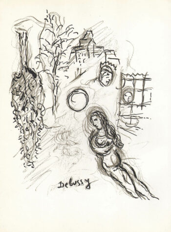Chagall Sketch 4 Lithograph, Paris opera 1966