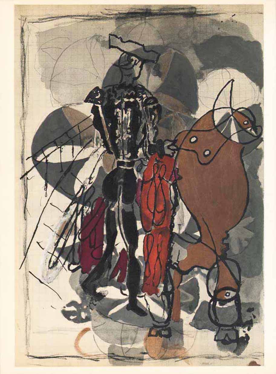 Braque Lithograph "Bullfight H04" Carnet intimes 1955