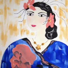 Absi Grace Conchita Oil Painting & Precious stones on Arches Paper